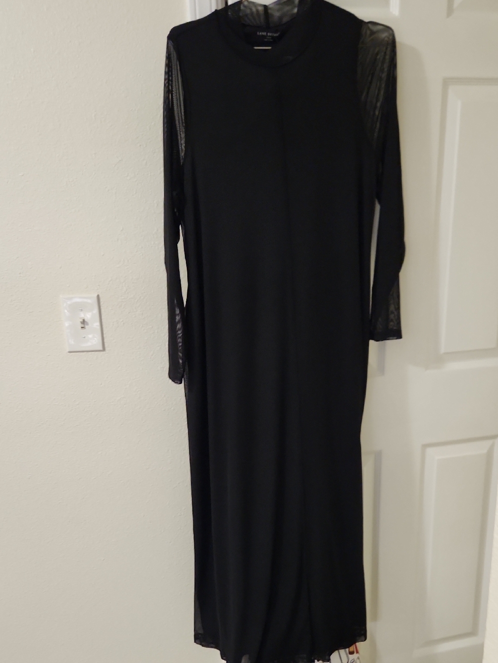 Lane Bryant Black Maxi Dress with Sheer Mesh Sleeves